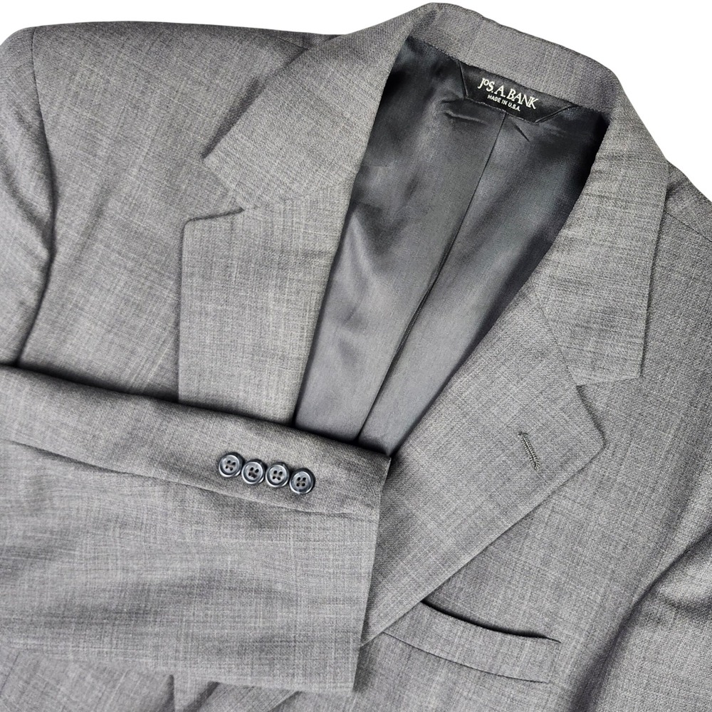 Jos A‎ Bank Men's Sport Coat 42Reg Gray 100% Wool Suit Jacket Blazer Office VTG